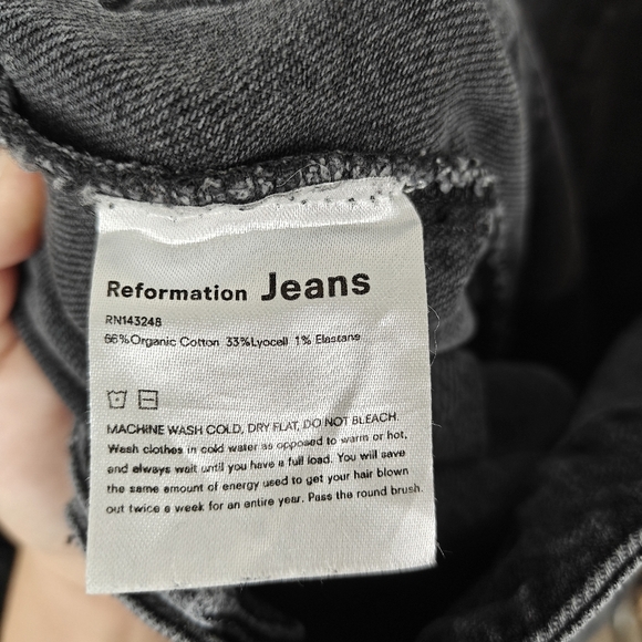 Reformation Straight Leg Elsie Black Washed Out High Rise Jeans Size 29 Women's - Picture 16 of 16